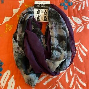 Jade & Deer two pack loop infinity scarves gauze